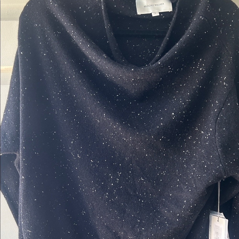 Brochu Walker Black Speckled Cowl Neck Sweater